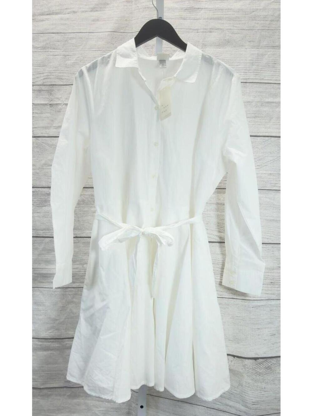 A New Day White Long Sleeve A-Line Dress Women Size Large